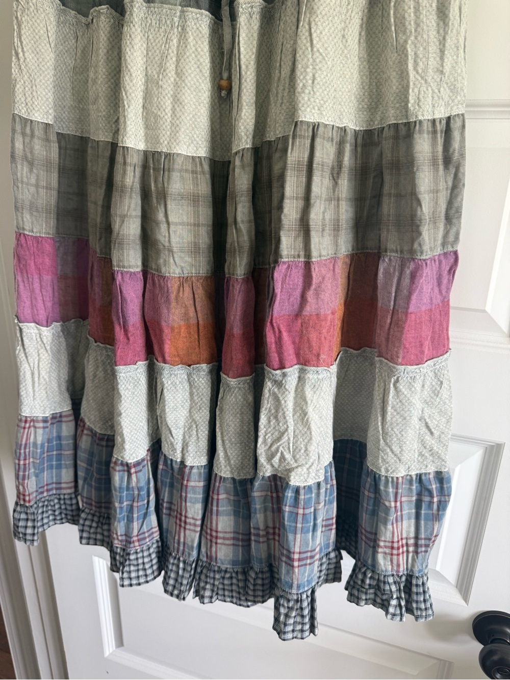 Young Threads Vintage Boho Vibes Plaid Crinkled Tiered Maxi Skirt NWT - Picture 2 of 14